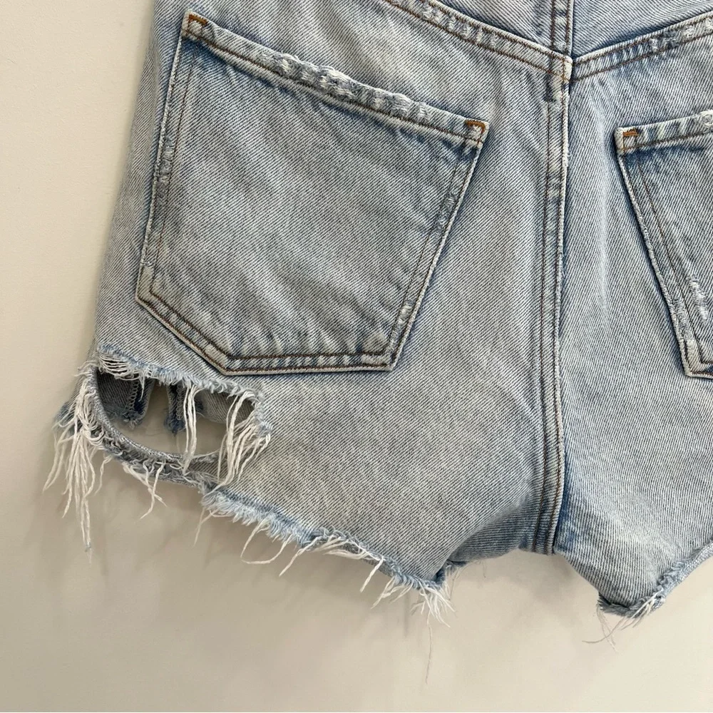 AGOLDE high rise Jaden denim jean shorts button fly distressed size 25
